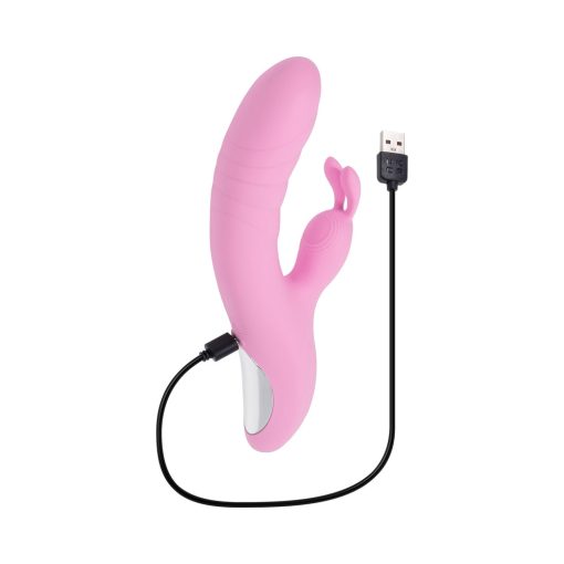 Playboy Rub Me Right Rechargeable Thrusting Dual Stimulator Silicone Pink Petal - Image 9
