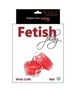 Rouge Fetish Play Vegan Wrist Cuffs Red