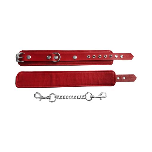 Rouge Fetish Play Vegan Wrist Cuffs Red - Image 4