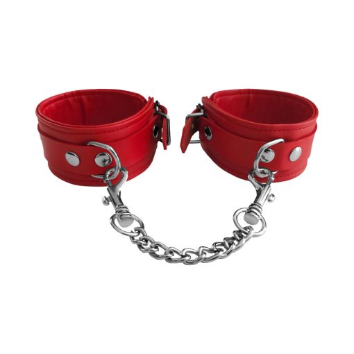 Rouge Fetish Play Vegan Ankle Cuffs Red - Image 2