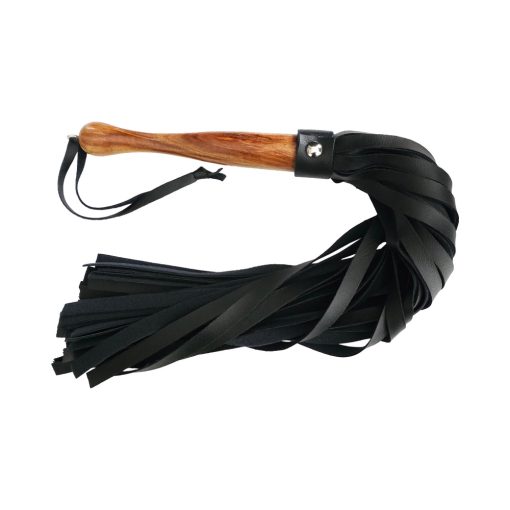 Rouge Fetish Play Vegan Wooden Handle Flogger Black - Image 2