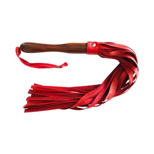 Rouge Fetish Play Vegan Wooden Handle Flogger Red - Image 2