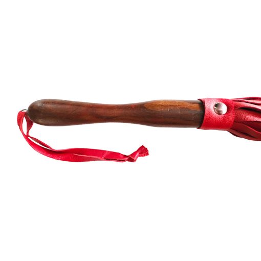 Rouge Fetish Play Vegan Wooden Handle Flogger Red - Image 3