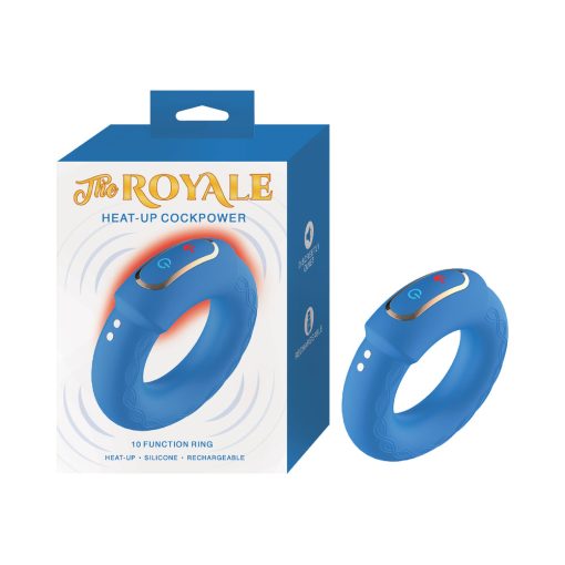 The Royale Heat-Up Cockpower – Rechargeable Silicone Vibrating Cock Ring with Heat, Blue