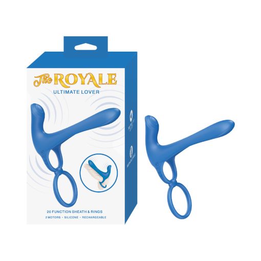 The Royale Ultimate Lover – Silicone Vibrating Penis Ring with Dual Motors for Male Pleasure, Blue