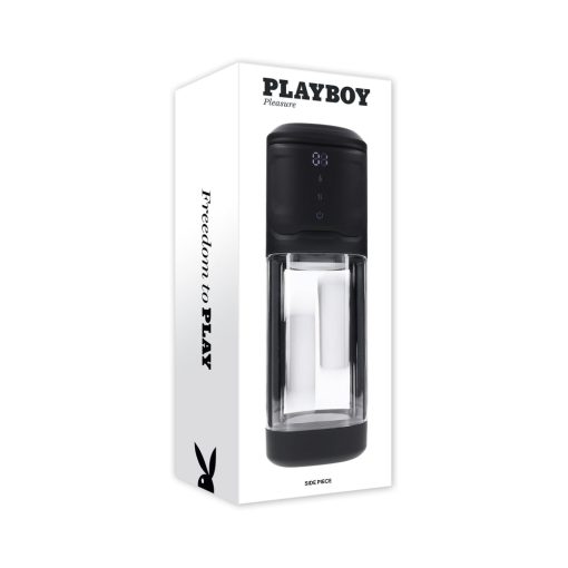 Playboy Side Piece Vibrating Warming Stroker Rechargeable Black