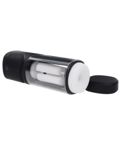 Playboy Side Piece Vibrating Warming Stroker Rechargeable Black