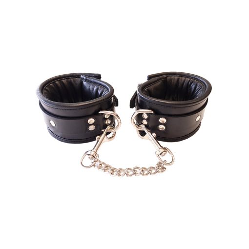 Rouge Padded Leather Wrist Cuffs Black/Black