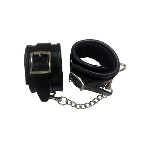 Rouge Padded Leather Wrist Cuffs Black/Black - Image 2