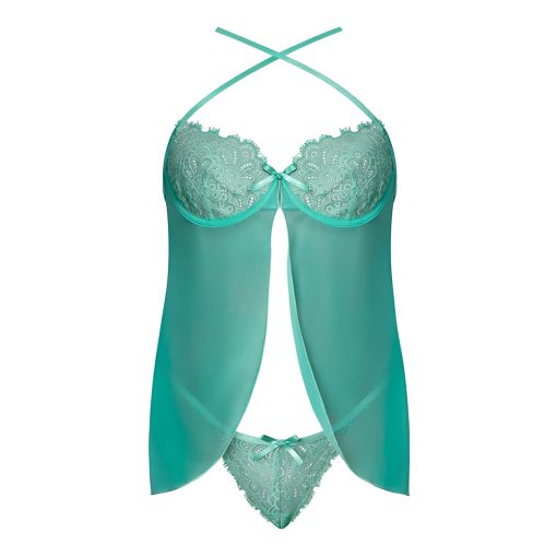 Magic Silk Caribbean Crush Flutter Babydoll & Thong Set Aqua Glow L/Xl - Image 4