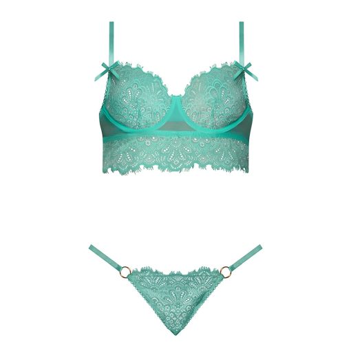 Magic Silk Caribbean Crush Demi Longline Bra & Panty With Flounce Aqua Glow S/M - Image 5
