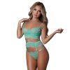 Magic Silk Caribbean Crush Demi Longline Bra & Panty With Flounce Aqua Glow L/Xl