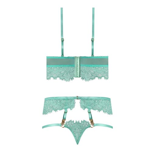 Magic Silk Caribbean Crush Demi Longline Bra & Panty With Flounce Aqua Glow Queen Size - Image 8