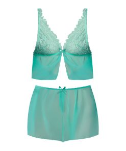 Magic Silk Caribbean Crush Flutter Cami & Short Set Aqua Glow Queen Size