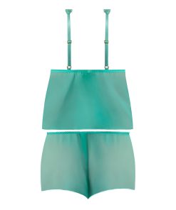Magic Silk Caribbean Crush Flutter Cami & Short Set Aqua Glow Queen Size