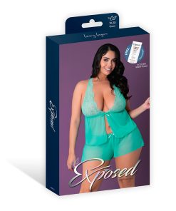 Magic Silk Caribbean Crush Flutter Cami & Short Set Aqua Glow Queen Size