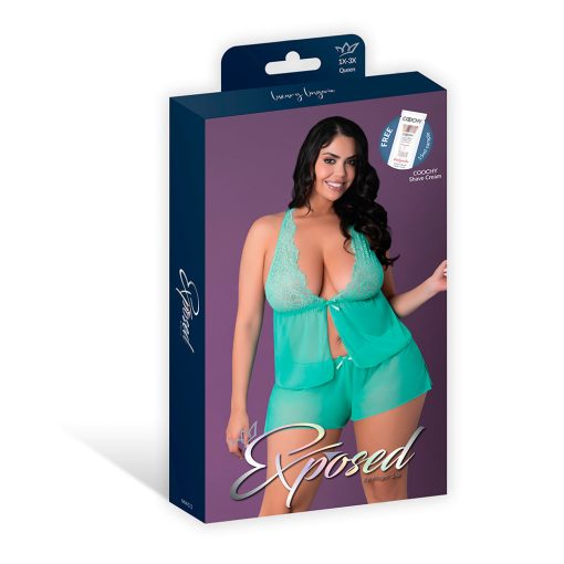 Magic Silk Caribbean Crush Flutter Cami & Short Set Aqua Glow Queen Size - Image 7