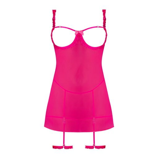 Magic Silk Pink Kink Cupless Babydoll, Harness Panty & Garter Cuffs Pink Glow S/M - Image 4