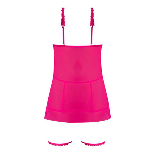 Magic Silk Pink Kink Cupless Babydoll, Harness Panty & Garter Cuffs Pink Glow S/M - Image 5