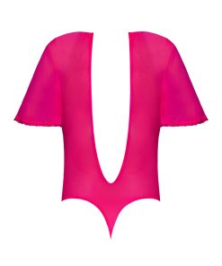 Magic Silk Pink Kink Flutter Sleeve Teddy Pink Glow S/M