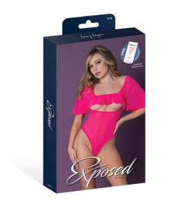 Magic Silk Pink Kink Flutter Sleeve Teddy Pink Glow S/M