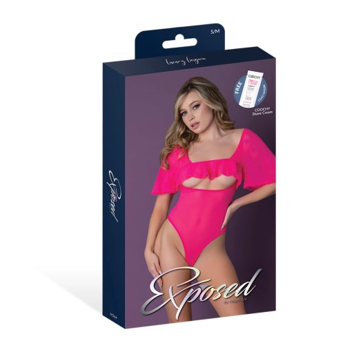 Magic Silk Pink Kink Flutter Sleeve Teddy Pink Glow S/M - Image 6