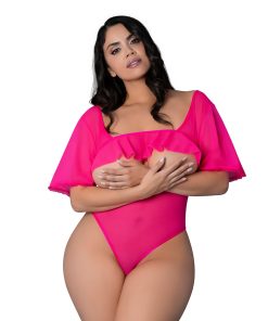 Magic Silk Pink Kink Flutter Sleeve Teddy Pink Glow Queen Size
