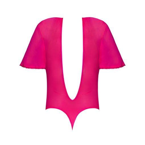Magic Silk Pink Kink Flutter Sleeve Teddy Pink Glow Queen Size - Image 6