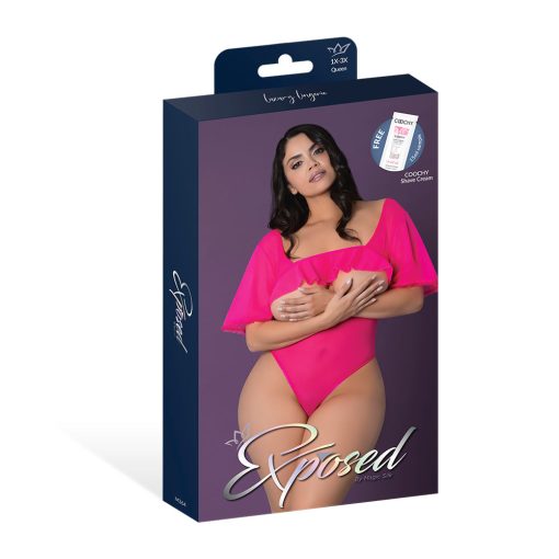 Magic Silk Pink Kink Flutter Sleeve Teddy Pink Glow Queen Size - Image 7