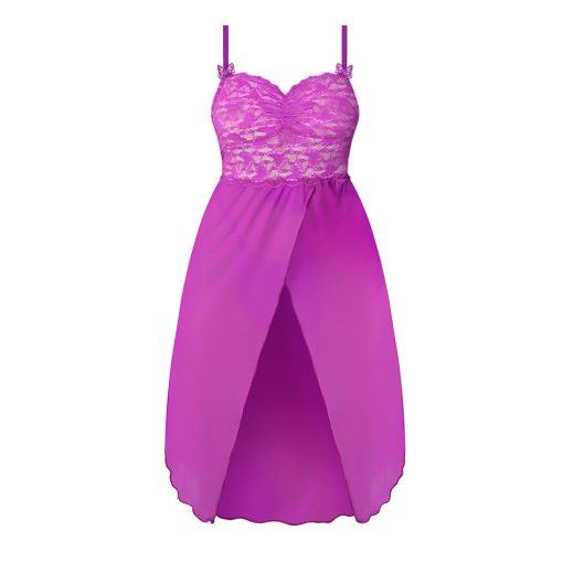 Magic Silk Butterfly Fantasies Gown & Thong Set Neon Purple S/M - Image 4
