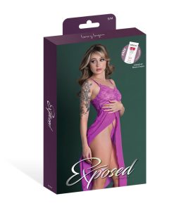 Magic Silk Butterfly Fantasies Gown & Thong Set Neon Purple S/M