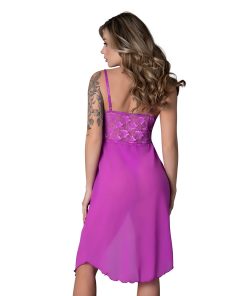 Magic Silk Butterfly Fantasies Gown & Thong Set Neon Purple L/Xl