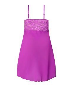 Magic Silk Butterfly Fantasies Gown & Thong Set Neon Purple Queen Size