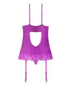 Magic Silk Butterfly Fantasies Basque & Cheeky Panty Set Neon Purple Queen Size