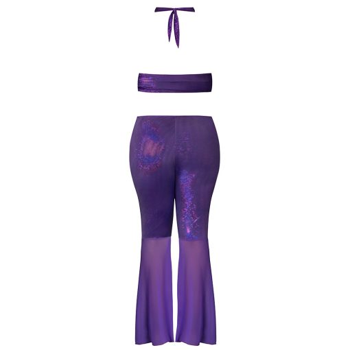 Magic Silk Glimmer Wrap Halter & Flair Pant Set Purple Disco L/Xl - Image 8