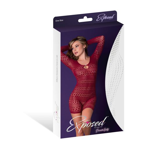Magic Silk Seamless Long Sleeve Romper Burgundy O/S - Image 5