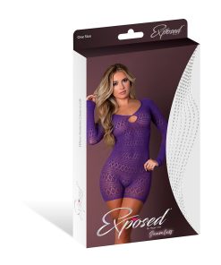 Magic Silk Seamless Long Sleeve Romper Purple O/S