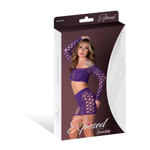 Magic Silk Seamless Crop Top & Short Set Purple O/S - Image 5
