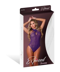 Magic Silk Seamless Crotchless Teddy Purple O/S