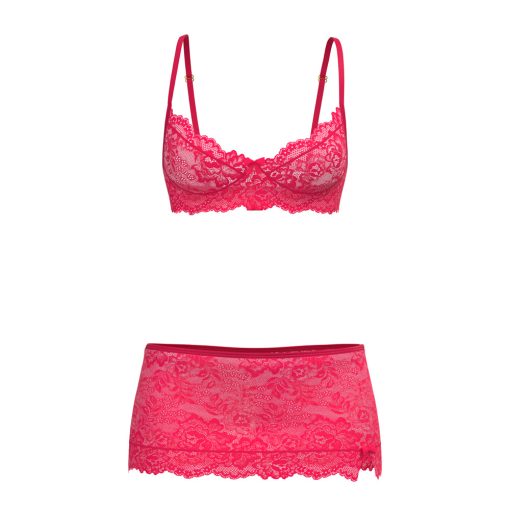 Magic Silk Get It Girl Bra, Skirt & Thong Set Diva Pink S/M - Image 4