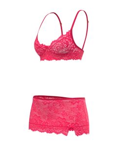 Magic Silk Get It Girl Bra, Skirt & Thong Set Diva Pink S/M