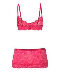 Magic Silk Get It Girl Bra, Skirt & Thong Set Diva Pink Queen Size