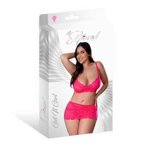Magic Silk Get It Girl Bra, Skirt & Thong Set Diva Pink Queen Size - Image 8
