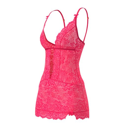 Magic Silk Get It Girl Plunge Chemise & G-Set Diva Pink S/M - Image 5