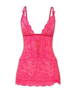 Magic Silk Get It Girl Plunge Chemise & G-Set Diva Pink Queen Size