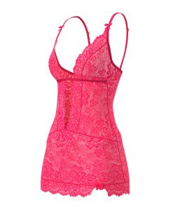 Magic Silk Get It Girl Plunge Chemise & G-Set Diva Pink Queen Size