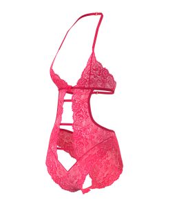 Magic Silk Get It Girl Halter Teddy With Snap Crotch Diva Pink S/M
