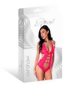 Magic Silk Get It Girl Halter Teddy With Snap Crotch Diva Pink L/Xl