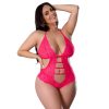Magic Silk Get It Girl Halter Teddy With Snap Crotch Diva Pink Queen Size