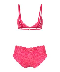 Magic Silk Get It Girl Peek-A-Boo Bralette & Split Crotch Boy Short Diva Pink S/M